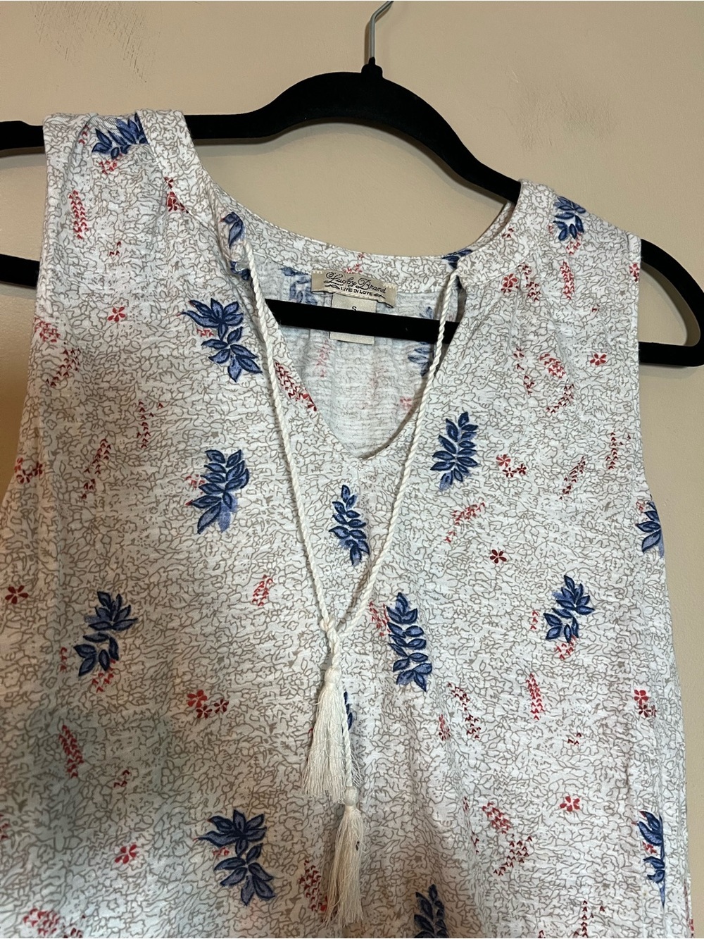Lucky Brand Women's Small V Neck Floral Tank Bohemian Casual - Picture 2 of 4